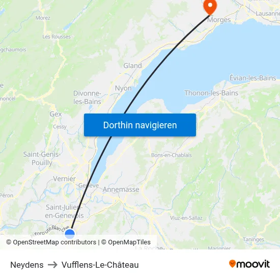 Neydens to Vufflens-Le-Château map