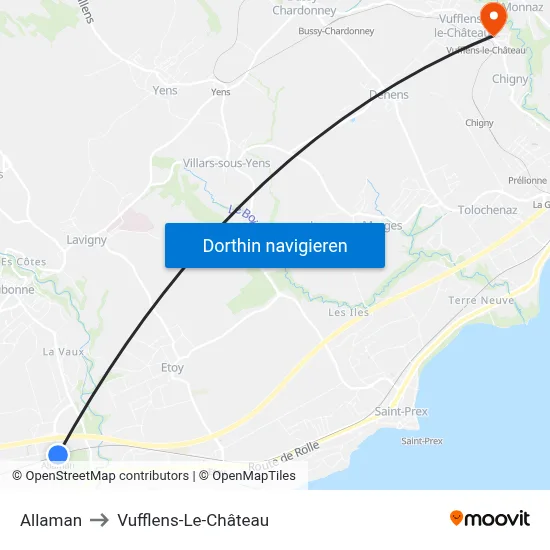 Allaman to Vufflens-Le-Château map