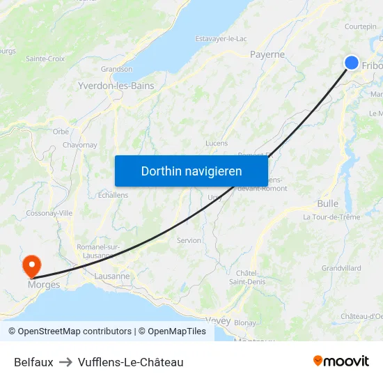 Belfaux to Vufflens-Le-Château map
