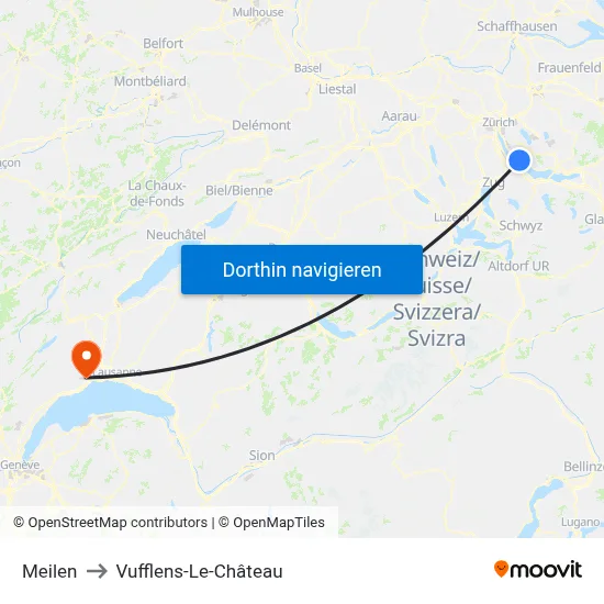 Meilen to Vufflens-Le-Château map