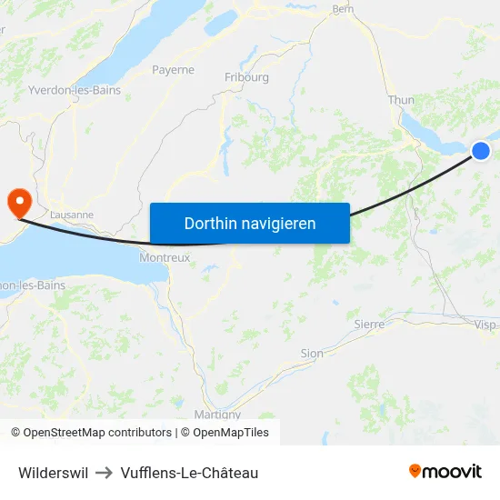 Wilderswil to Vufflens-Le-Château map