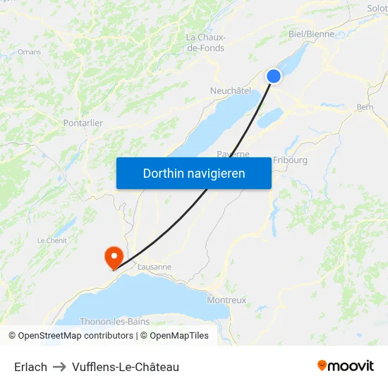 Erlach to Vufflens-Le-Château map
