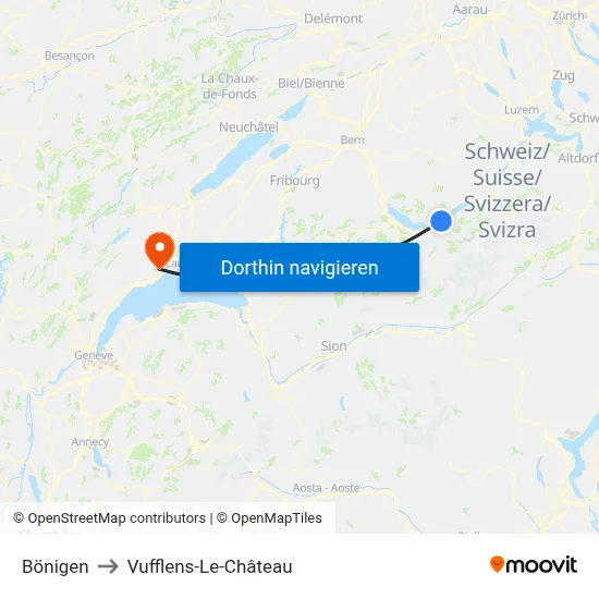Bönigen to Vufflens-Le-Château map