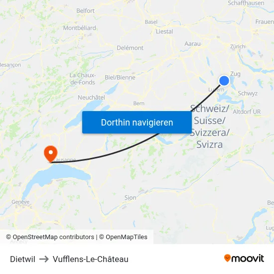 Dietwil to Vufflens-Le-Château map