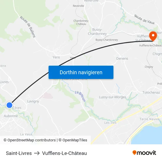 Saint-Livres to Vufflens-Le-Château map