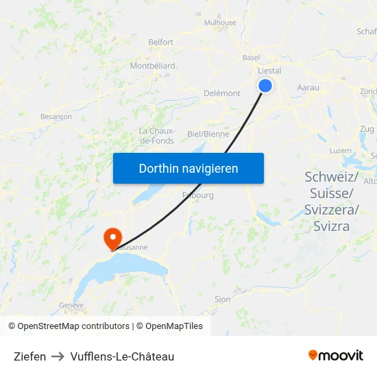 Ziefen to Vufflens-Le-Château map
