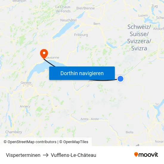 Visperterminen to Vufflens-Le-Château map
