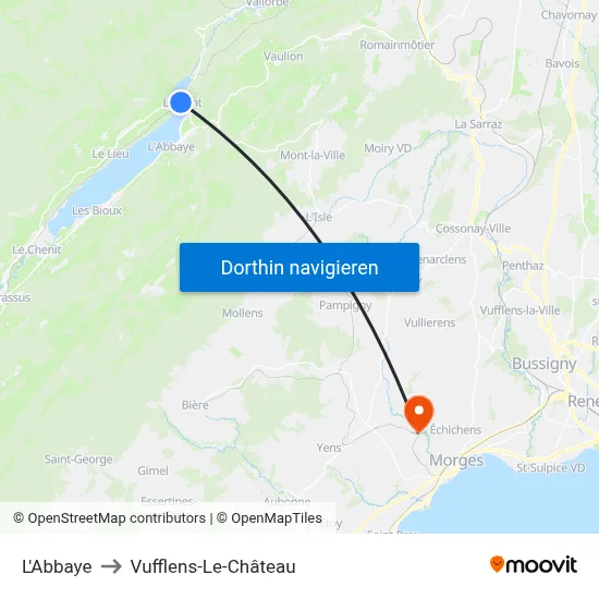 L'Abbaye to Vufflens-Le-Château map