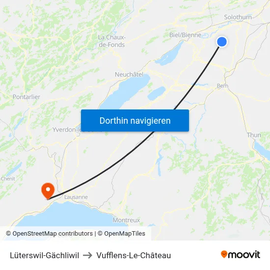 Lüterswil-Gächliwil to Vufflens-Le-Château map