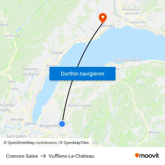 Cranves-Sales to Vufflens-Le-Château map