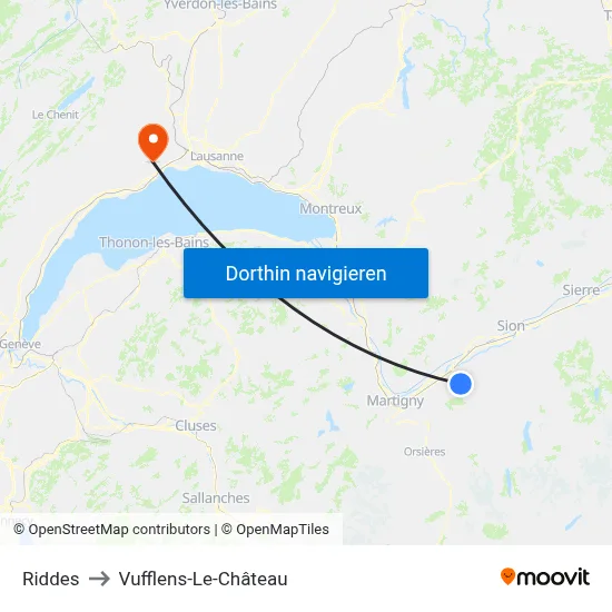 Riddes to Vufflens-Le-Château map