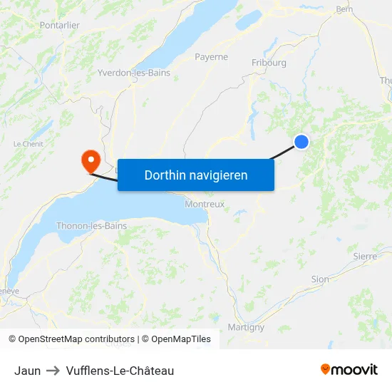 Jaun to Vufflens-Le-Château map