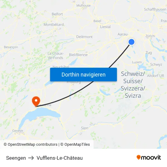 Seengen to Vufflens-Le-Château map