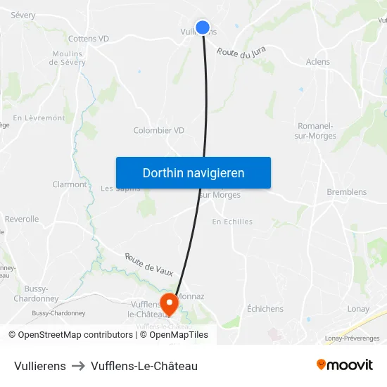 Vullierens to Vufflens-Le-Château map