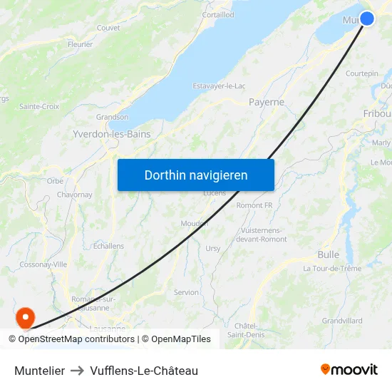 Muntelier to Vufflens-Le-Château map