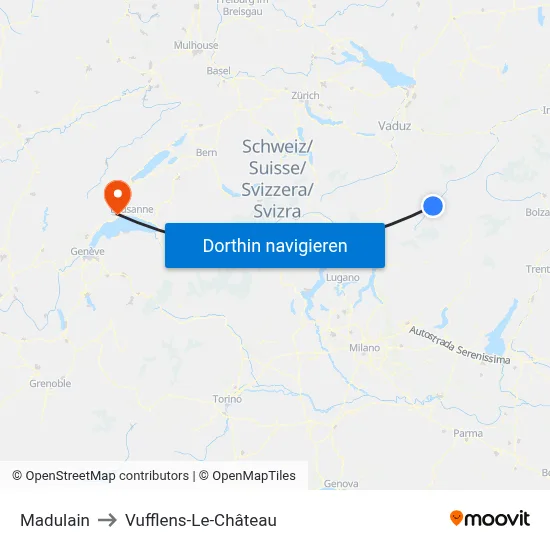 Madulain to Vufflens-Le-Château map