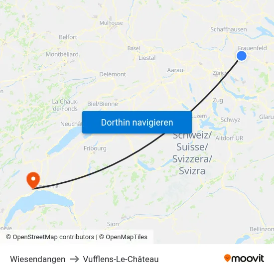 Wiesendangen to Vufflens-Le-Château map
