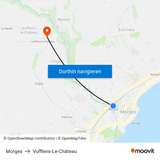 Morges to Vufflens-Le-Château map
