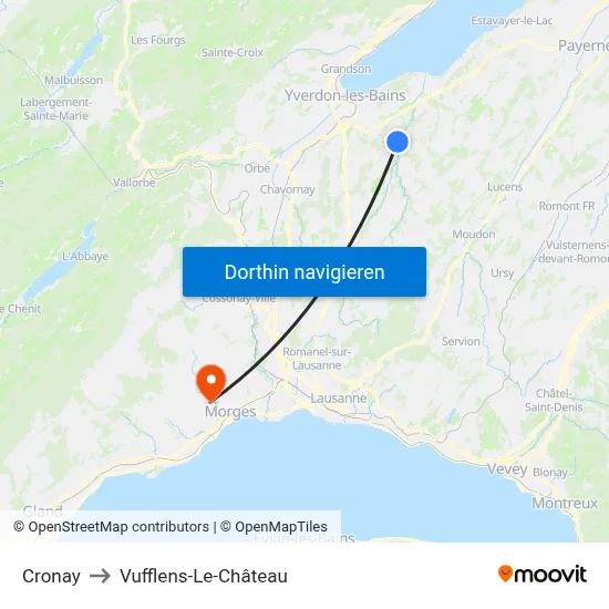 Cronay to Vufflens-Le-Château map