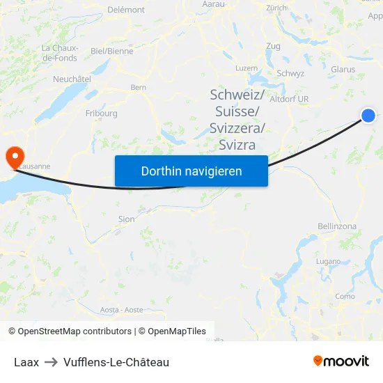 Laax to Vufflens-Le-Château map