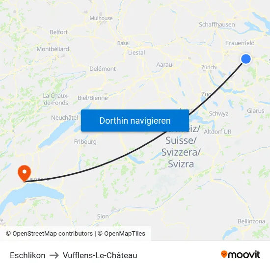 Eschlikon to Vufflens-Le-Château map