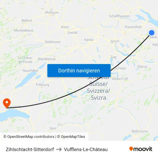 Zihlschlacht-Sitterdorf to Vufflens-Le-Château map