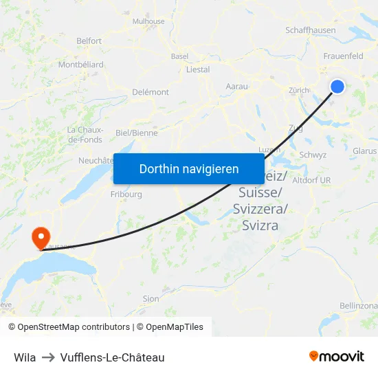 Wila to Vufflens-Le-Château map