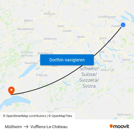 Müllheim to Vufflens-Le-Château map