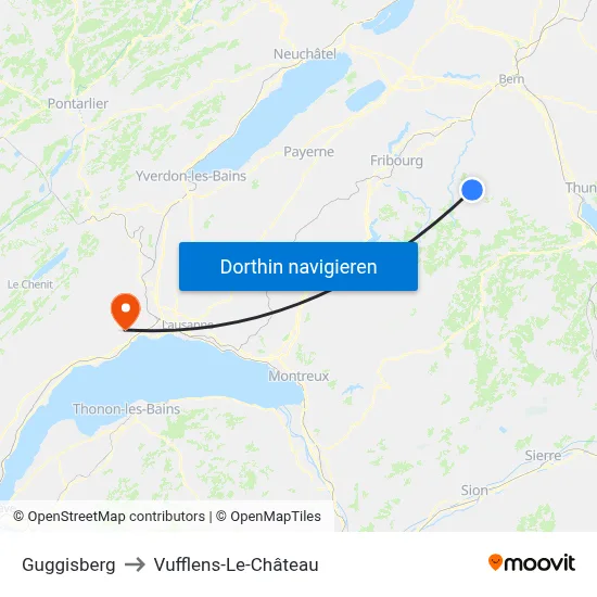 Guggisberg to Vufflens-Le-Château map