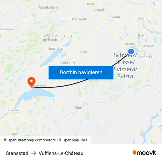 Stansstad to Vufflens-Le-Château map