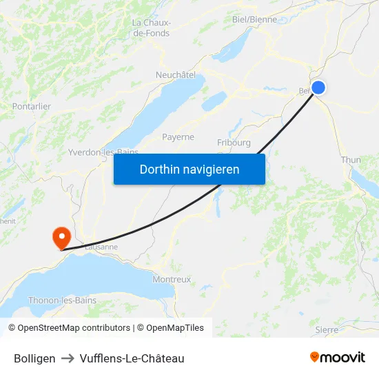 Bolligen to Vufflens-Le-Château map