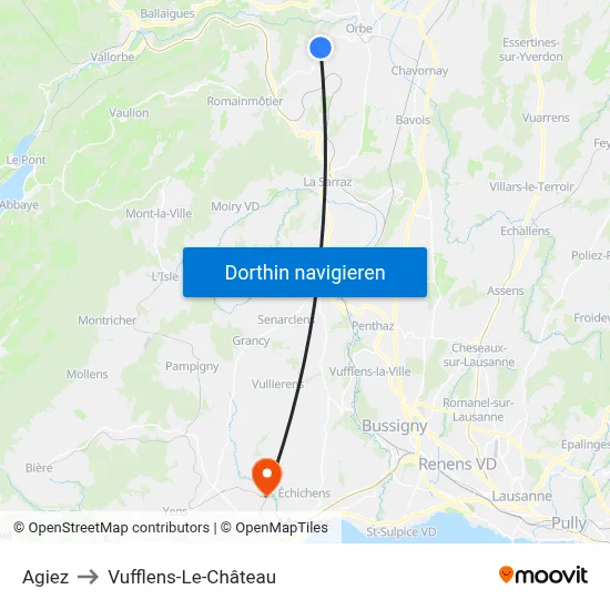 Agiez to Vufflens-Le-Château map