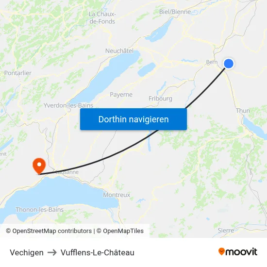 Vechigen to Vufflens-Le-Château map