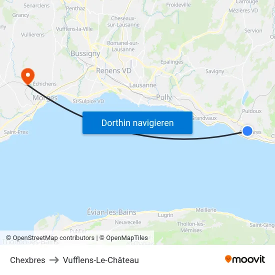 Chexbres to Vufflens-Le-Château map