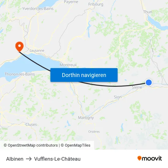 Albinen to Vufflens-Le-Château map