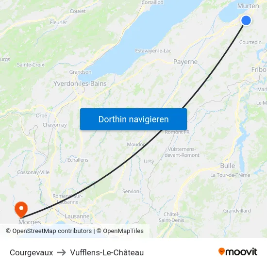 Courgevaux to Vufflens-Le-Château map