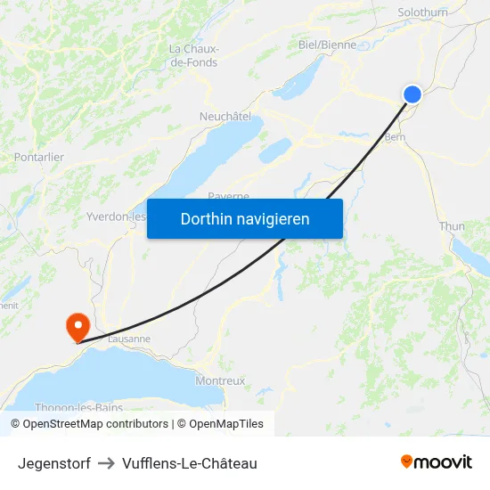 Jegenstorf to Vufflens-Le-Château map