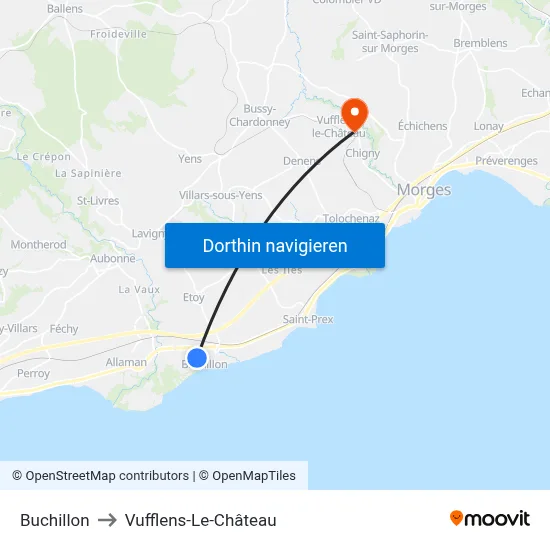 Buchillon to Vufflens-Le-Château map