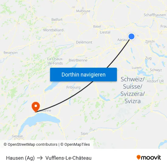 Hausen (Ag) to Vufflens-Le-Château map