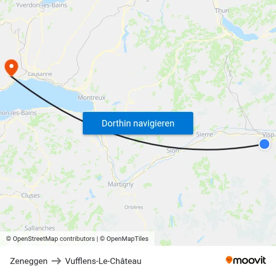 Zeneggen to Vufflens-Le-Château map