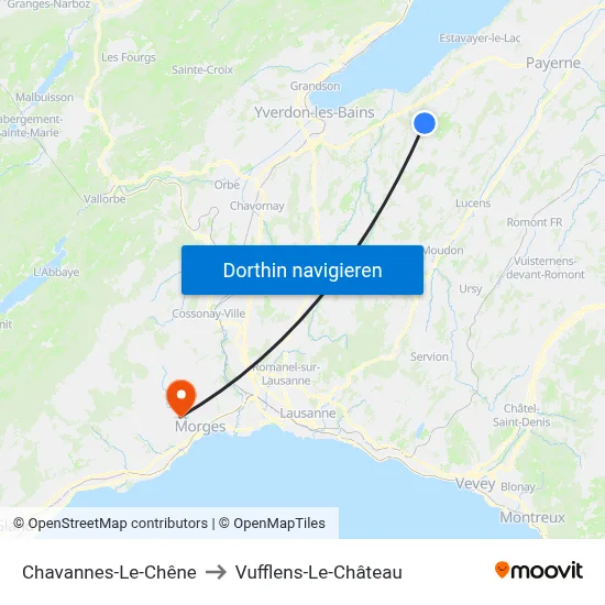 Chavannes-Le-Chêne to Vufflens-Le-Château map