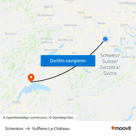 Schenkon to Vufflens-Le-Château map