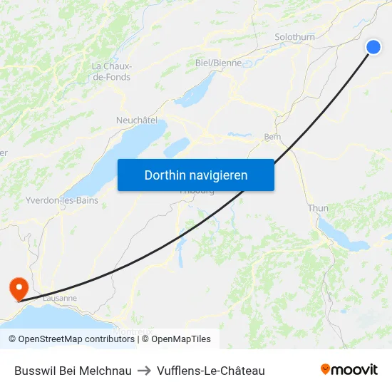 Busswil Bei Melchnau to Vufflens-Le-Château map
