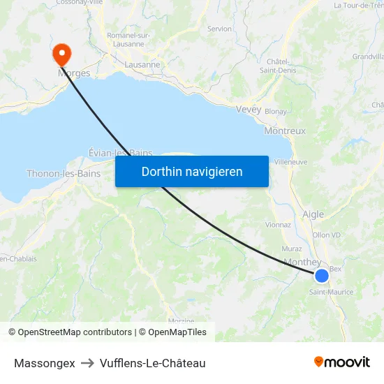 Massongex to Vufflens-Le-Château map