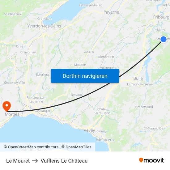 Le Mouret to Vufflens-Le-Château map