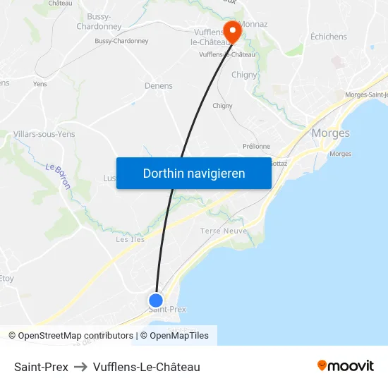Saint-Prex to Vufflens-Le-Château map