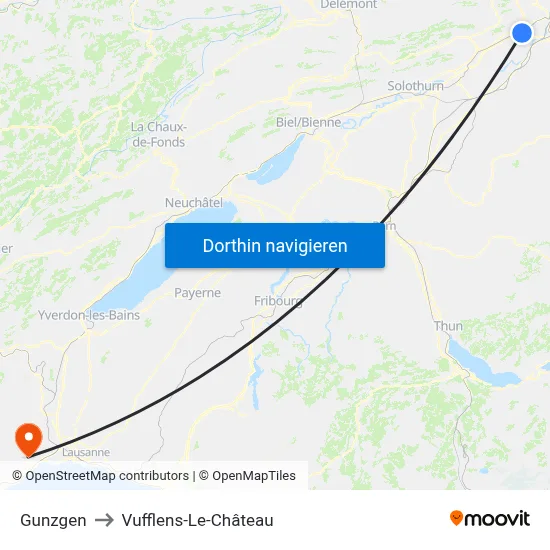 Gunzgen to Vufflens-Le-Château map