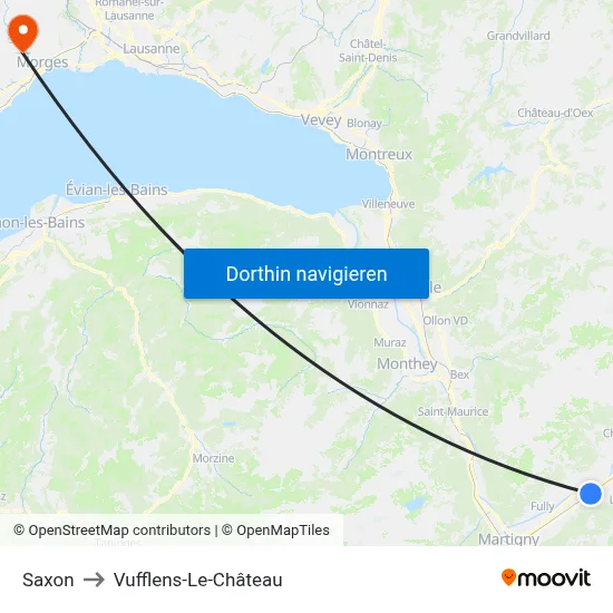 Saxon to Vufflens-Le-Château map