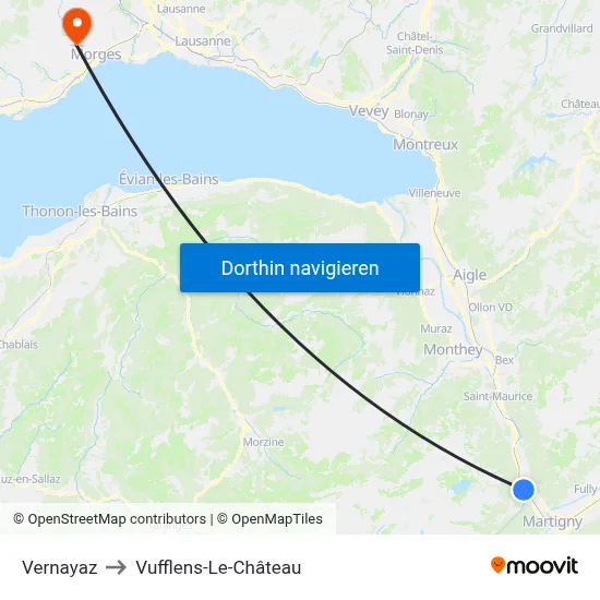 Vernayaz to Vufflens-Le-Château map