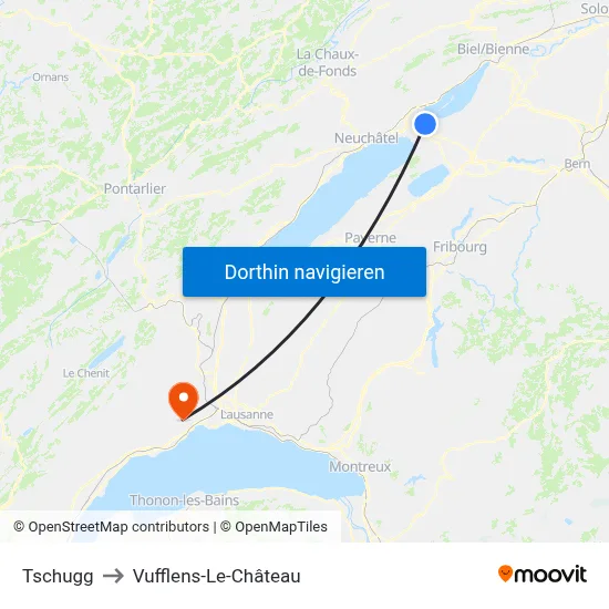 Tschugg to Vufflens-Le-Château map